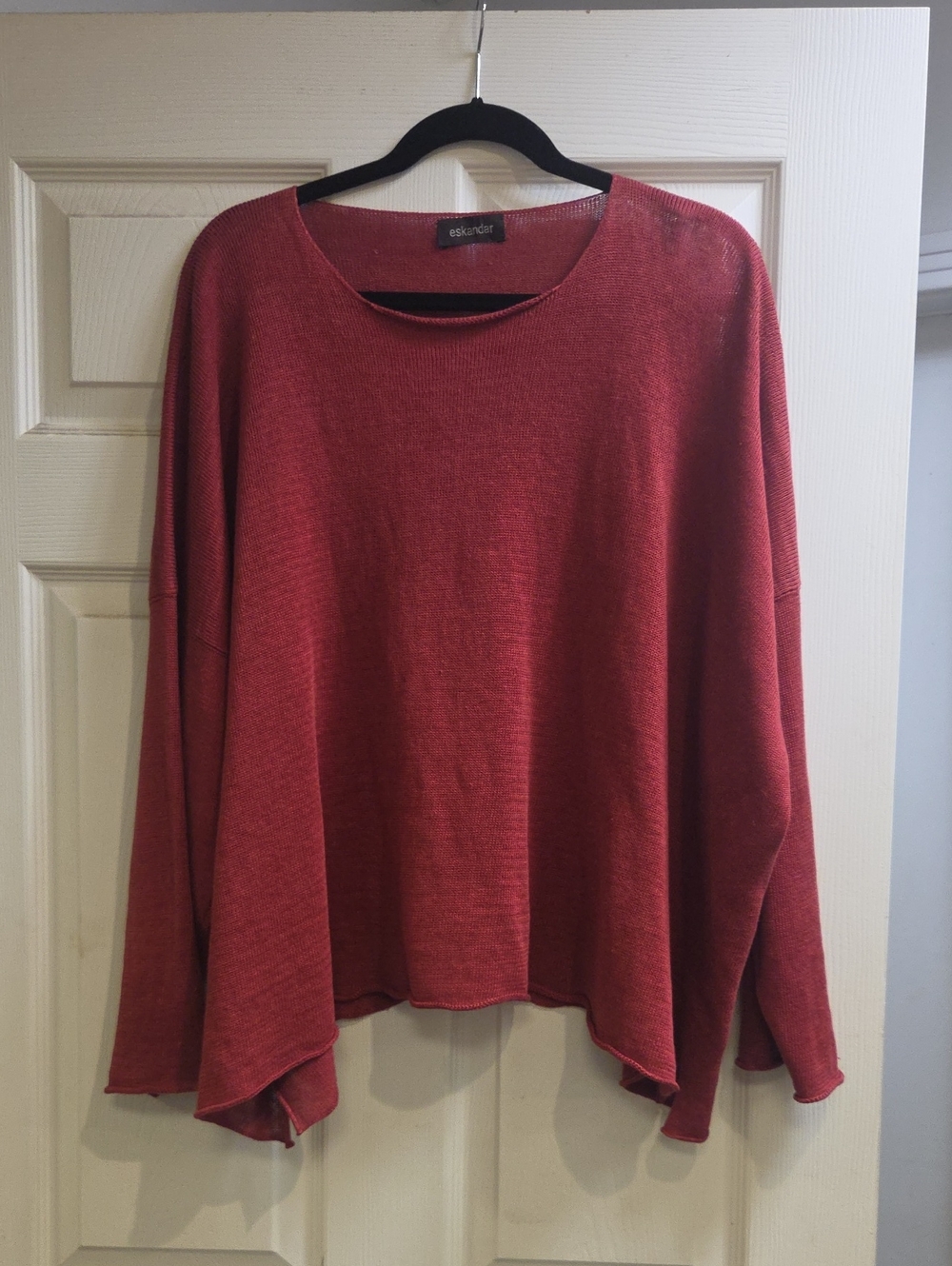 eskandar Brick Red Oversized Crewneck Sweater